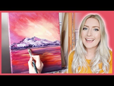 Therapy with Art | PAINTING TUTORIAL Sunset Mountain Acrylics {REAL TIME}