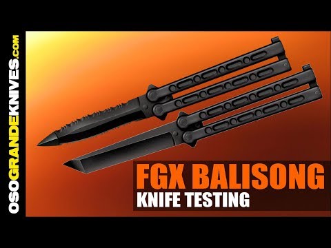 Cold Steel FGX Balisong Spearpoint Plastic Butterfly Knife 92EAA Cutting, Piercing Test