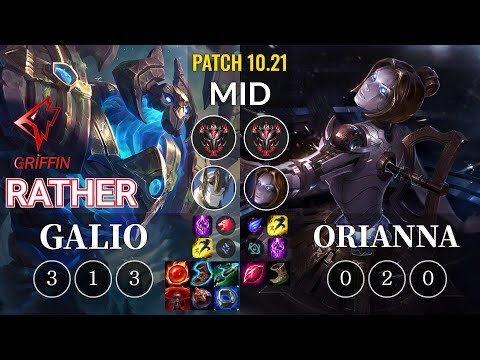GRF Rather Galio vs Orianna Mid - KR Patch 10.21