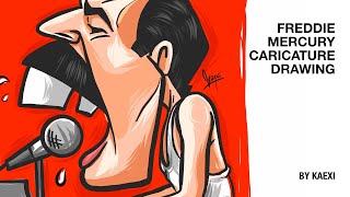 Drawing Freddie Mercury caricature