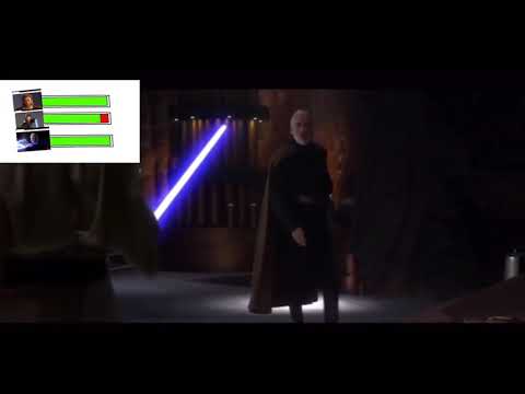 Obi wan kenobi and Anakin vs count dooku with healthbars part 1