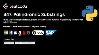 YouTube video '🚀 Master LeetCode 647: Palindromic Substrings Explained!(3 Approaches + line-by-line Code Breakdown)'