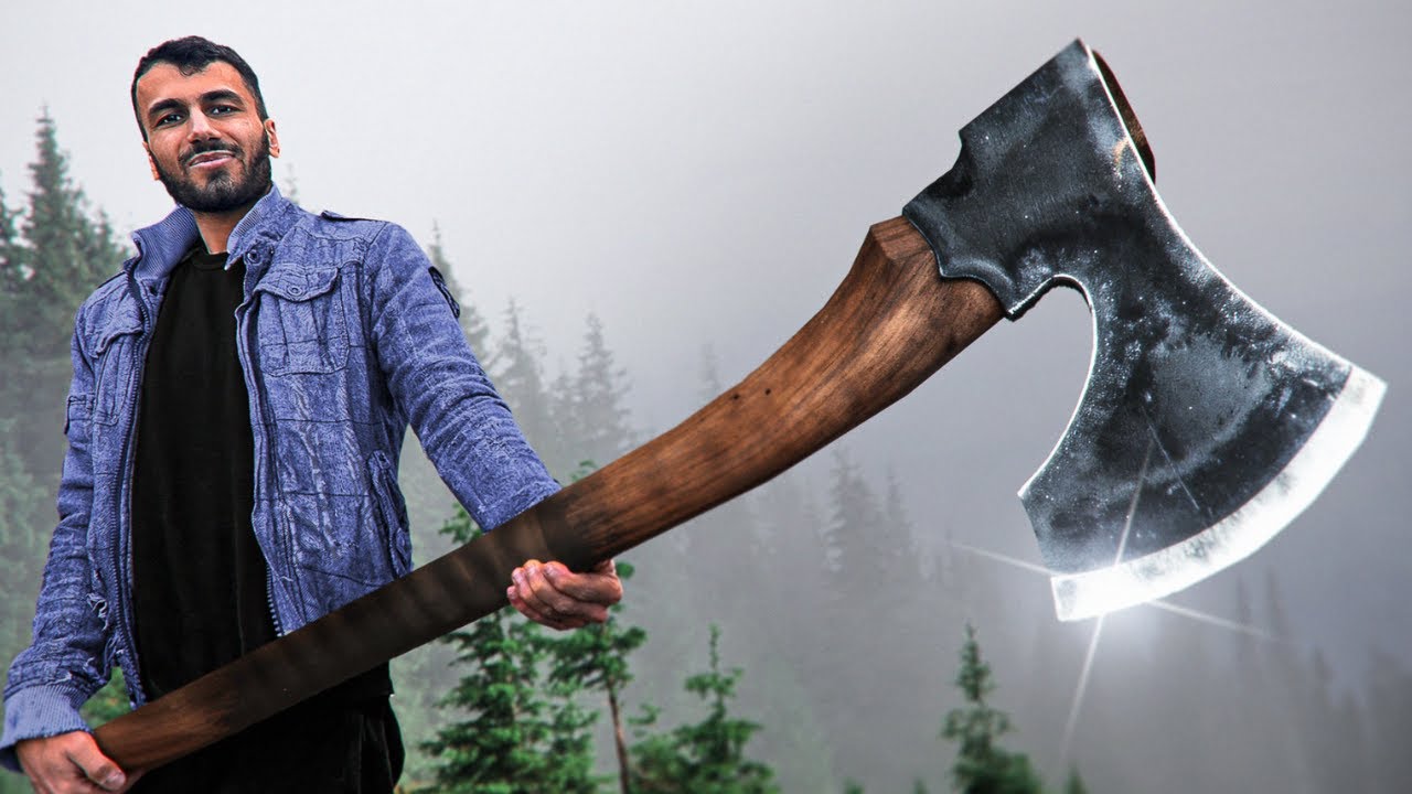 I make a giant axe to cut wood