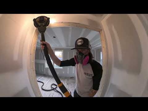 Sanding with the Mirka Leros drywall sander