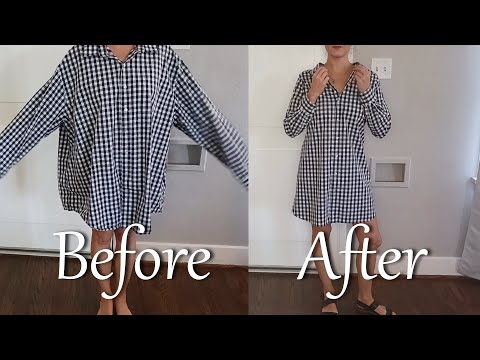 How to turn a large button down shirt into a fitted...
