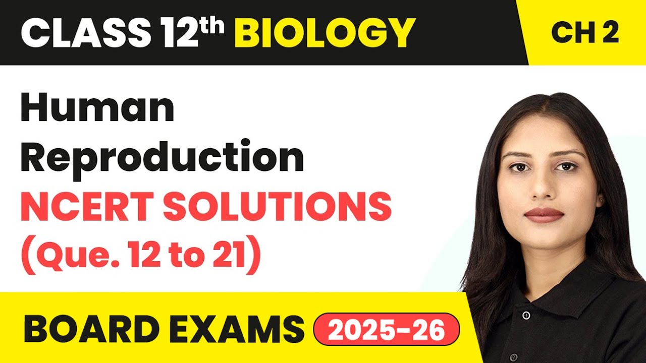 Human Reproduction - NCERT Solutions (Que. 12 to 21) | Class 12 Biology Chapter 2 | CBSE 2024-25