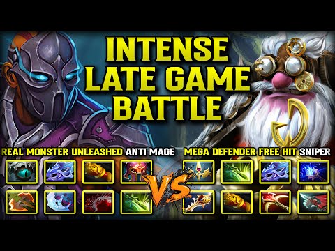 INTENSE LATE GAME BATTLE | REAL MONSTER UNLEASHED ANTI MAGE VS. MEGA DEFENDER FREE HIT SNIPER | DOTA