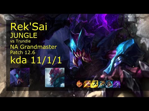 Rek'Sai Jungle vs Trundle - NA 11/1/1 Patch 12.6 Gameplay
