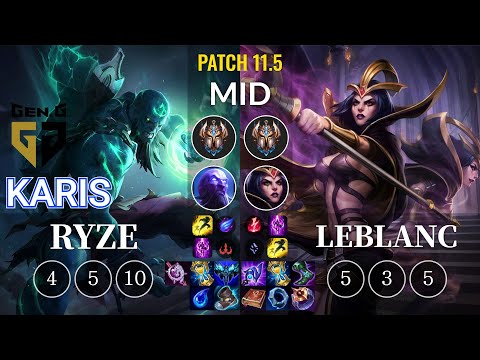 GEN Karis Ryze vs LeBlanc Mid - KR Patch 11.5