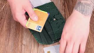 Женское лакированное портмоне из натуральной кожи с тиснением под змею Canpellini 21694 зеленое