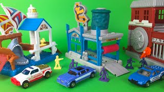 Matchbox Car Wash Playset with limousine diecast car - Shark Pier and Bank Alarm