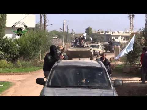 عودة رتل للواء الحبيب محمد من مدينة الشيخ مسكين في ريف درعا بعد السيطرة على المساكن العسكرية