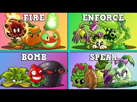 Random 4 Team Plants FIRE x ENFORCE x BOMB x SPEAR - Who Will Win? - PvZ 2 Battlez