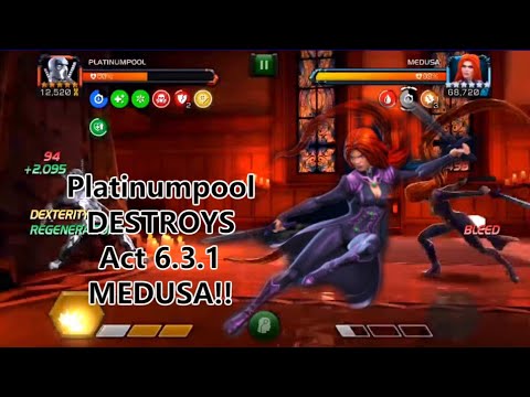 Act 6.3.1 Do You Bleed Medusa Boss Solo Kill With Platinumpool! | Marvel Contest Of Champions