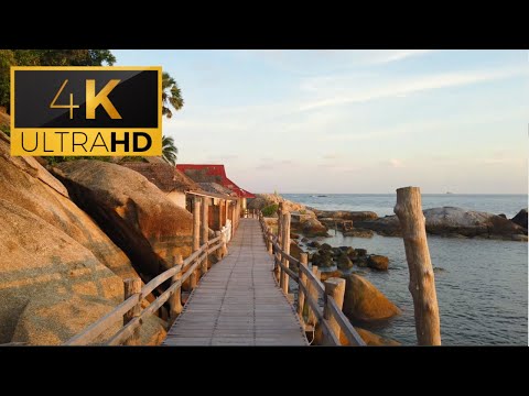 Leela Beach 4K Walk Virtual Tour - Haad Rin, Koh Phangan, Surat Thani Thailand Sunset Walk