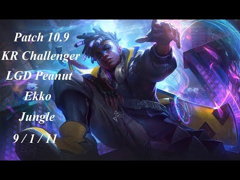 LGD Peanut - Ekko Jungle vs Rek'Sai - KR Challenger 934 LP - Patch 10.9
