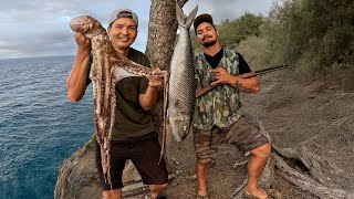 Hawaiian Style Cliff Fishing, Boar Hunting, and Spearfishing