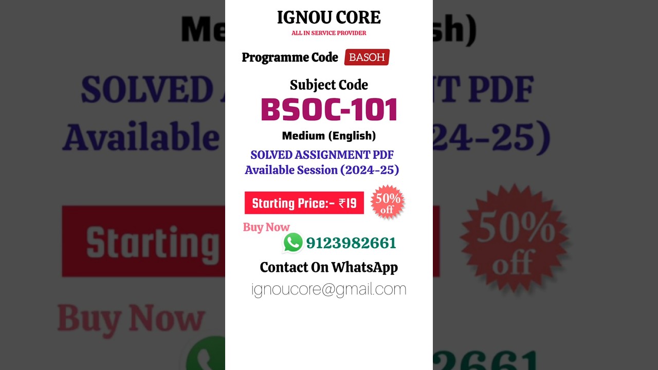 BSOC 101 Solved Assignment PDF 2024-25 in English, BASOH program BSOC-101 Solved assignments