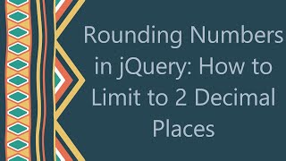 Download the video "Rounding Numbers in jQuery: How to Limit to 2 Decimal Places"