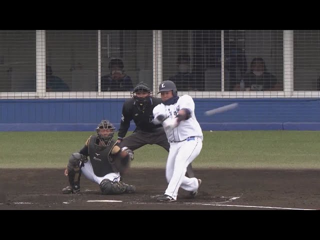 【1回裏】ライオンズ・山川 一軍復帰後初のタイムリーヒットで追い上げる‼ 2021/2/28 L-M(PSM)