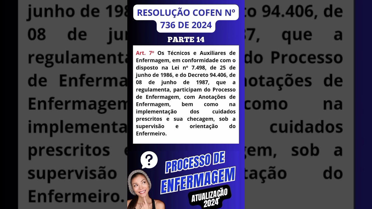 PARTE 14: PROCESSO DE ENFERMAGEM ATUALIZADA  - RESOLUÇÃO COFEN Nº 736/2024 📚👩‍🏫🎯#shorts #enfermagem