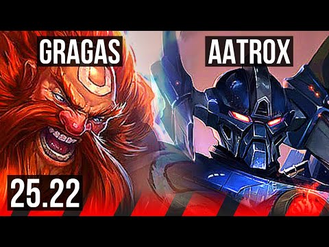 GRAGAS vs AATROX (TOP) | 73% winrate, 10 solo kills, 41k DMG, Legendary, 14/3/7 | KR Master | 25.22