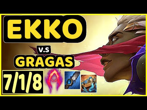 REGANK (EKKO) vs GRAGAS - 7/1/8 KDA JUNGLE CHALLENGER GAMEPLAY - KR