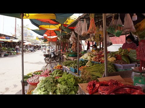 Morning Food Market - Walking Around QMI And Sunsky Market Near Factory's Sewing @ Prey Tea
