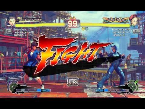 ToastyKun is toast  USFIV battle(ToastyKun)Sakura vs Me(RetroArcadeGuy)Cammy in a online rank battle