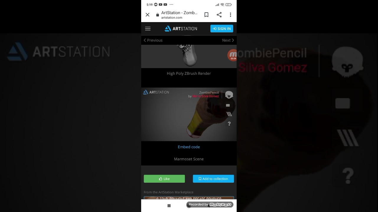 I found Zombie Pencil by Mario Silma Gomez on ArtStation (link inside)