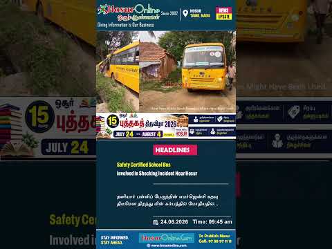 School Bus Involved in Incident After Emergency Door Strikes Electric Pole Near Hosur