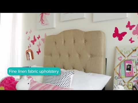 Annabel Twin Upholstered Fabric Headboard in Beige