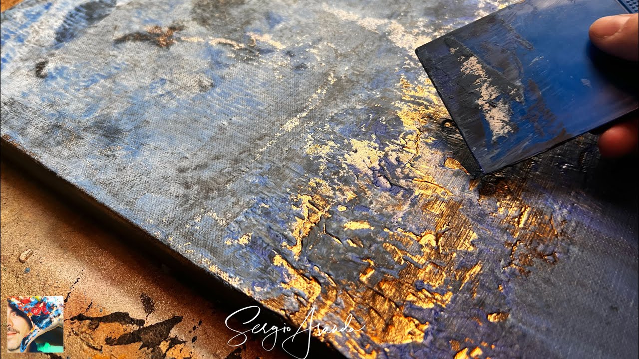 KEEP IT SIMPLE - Watch This Blue & Gold Abstract Landscape-Seascape Painting That Anyone Can Do!