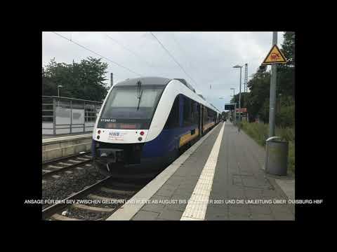 NWB Ansage für den Schienenersatzverkehr ab August bis Dezember und Umleitung über Duisburg Hbf