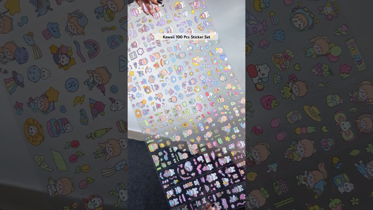 Kawaii 100 Pcs Sticker Kit 🌷🎀✨#stationery #stickers #sticker #cute #kawaii #trendingonshorts
