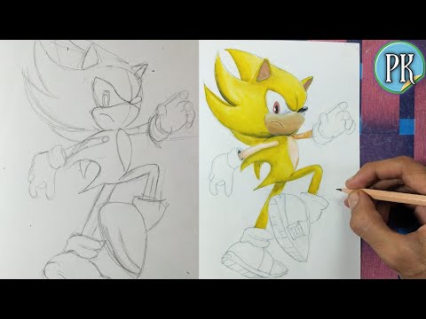 How to draw Super sonic( NEW ) full outline and coloring page