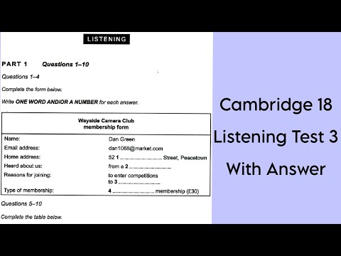 Cambridge 18 Listening Test 3 with answers | HD