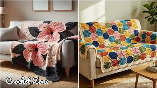 Crochet Sofa Cover Design Model. Creative and Decorative Crochet Sofa Cover Design Ideas. #crochet 