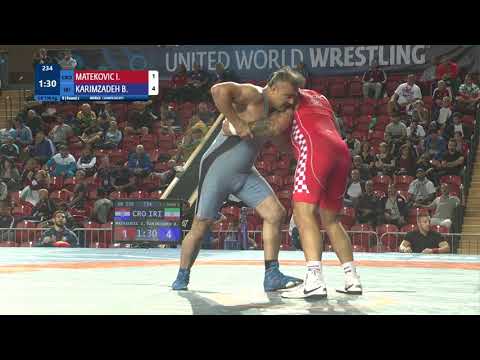 Round 2 GR - 130 kg: I. MATEKOVIC (CRO) v. B. KARIMZADEH (IRI)