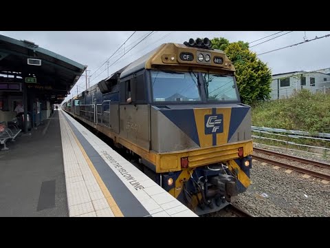 CF4411, CF4403, CF4402 and CF4420 Flying through Waterfall with a Grain Train