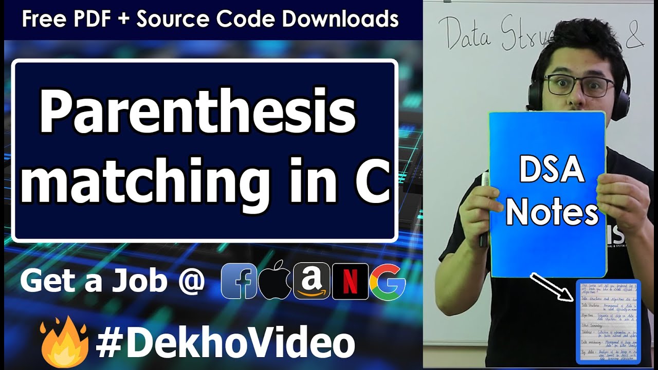 Video thumbnail for Parenthesis Checking Using Stack in C Language