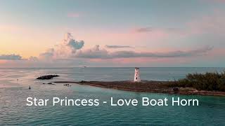 Star Princess Sails Out of Nassau at Sunset — Love Boat Theme on the Horn!