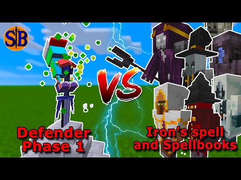 Defender vs Iron's Spell and Spellbook's Mobs | Minecraft Mob Battle