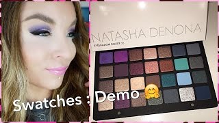 Natasha Denona Purple-Blue Eyeshadow Palette 28: Swatches : Demo
