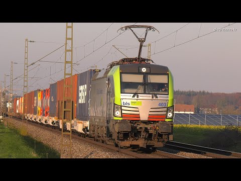 9 Güterzüge in voller Länge - Rheintalbahn Hohberg