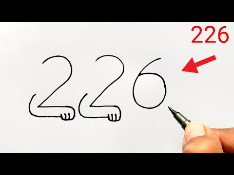 How to draw cat from number 226 | Easy cat drawing | Number drawing