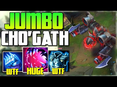 CHO'GATH IS BIGGER THAN BARON WITH THIS JUMBO TANK BUILD! (INCREASED SIZE) - League of Legends