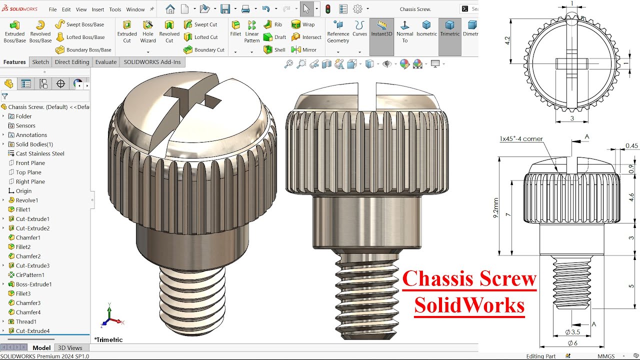 SolidWorks Tutorial-Chassis Screw Modeling