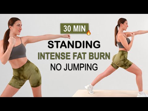 30 Min Intense Full Body Fat Burn | All Standing - No Jumping  | Sweaty Kickboxing HIIT, No Repeat