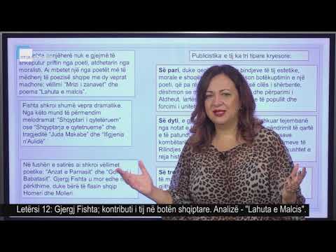 Letërsi 12 - Gjergj Fishta; kontributi i tij në botën shqiptare. Analizë: "Lahuta e Malcis".